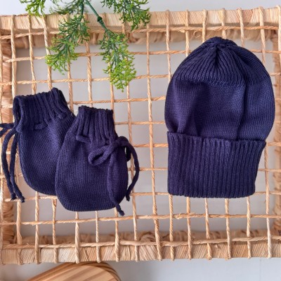  kit touca e luva- azul marinho